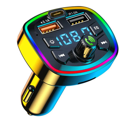 Car Bluetooth 5.0 FM Transmitter – Wireless Audio Adapter with Mic, MP3 Player & Dual USB Fast Charger