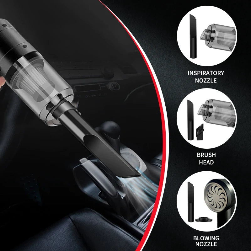 Handheld Car Vacuum Cleaner – 15000PA Cordless, Blow & Suction, Multi-Nozzle for Car, Home & Pet