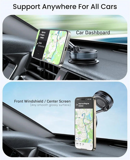 Electric Vacuum Magnetic Car Phone Mount – Foldable Strong Suction Holder for iPhone & Android