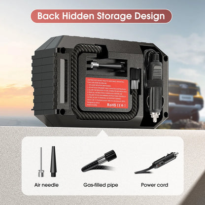 CARSUN Mini Portable Tire Inflator – Electric Air Pump 20L/Min for Car, Motorcycle & Bicycle