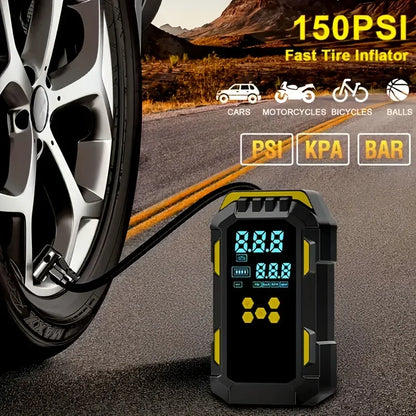 12V 2-in-1 Car Jump Starter & Tire Air Compressor – 150PSI, USB Charging, Works in Extreme Temperatures