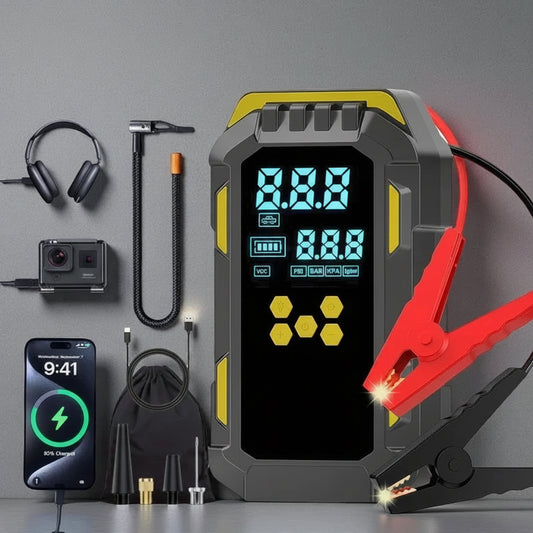 12V 2-in-1 Car Jump Starter & Tire Air Compressor – 150PSI, USB Charging, Works in Extreme Temperatures