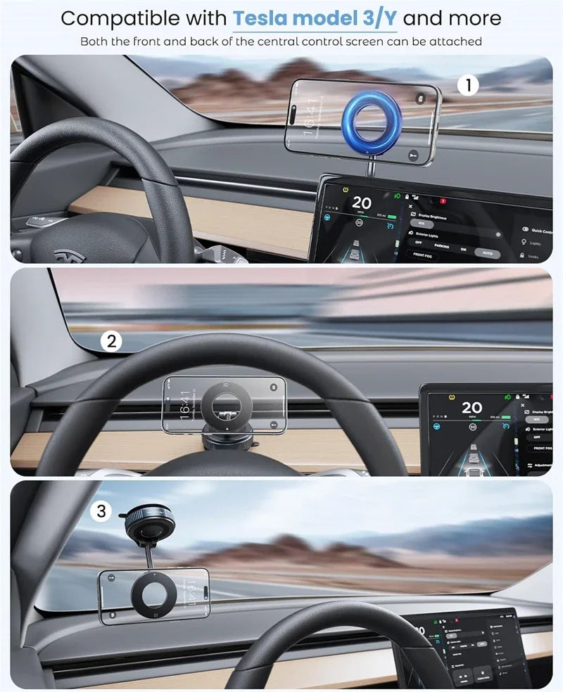 Electric Vacuum Magnetic Car Phone Mount – Foldable Strong Suction Holder for iPhone & Android