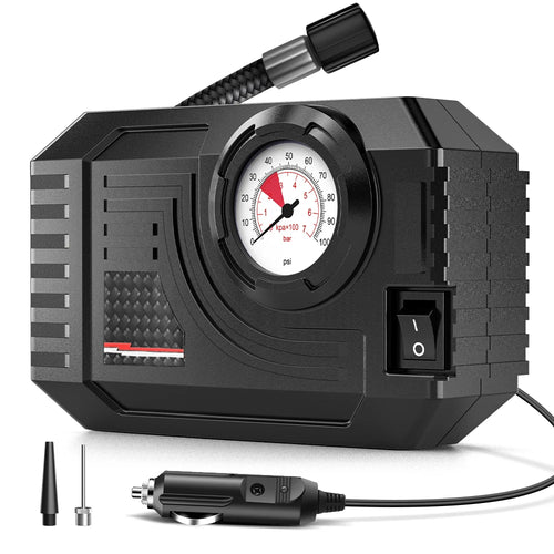CARSUN Mini Portable Tire Inflator – Electric Air Pump 20L/Min for Car, Motorcycle & Bicycle