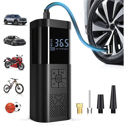 Cordless Tire Inflator Pump – 150PSI, 3x Faster Inflation, Digital Gauge for Car, Motorcycle & Bike