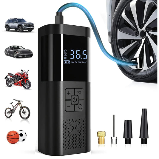 Cordless Tire Inflator Pump – 150PSI, 3x Faster Inflation, Digital Gauge for Car, Motorcycle & Bike