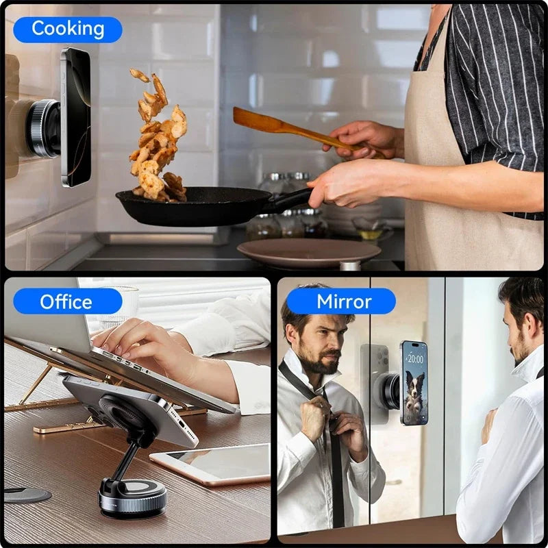 Electric Vacuum Magnetic Car Phone Mount – Foldable Strong Suction Holder for iPhone & Android