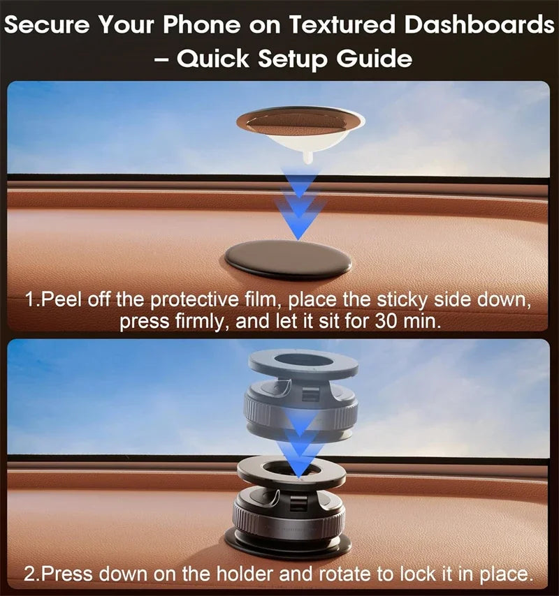 Electric Vacuum Magnetic Car Phone Mount – Foldable Strong Suction Holder for iPhone & Android