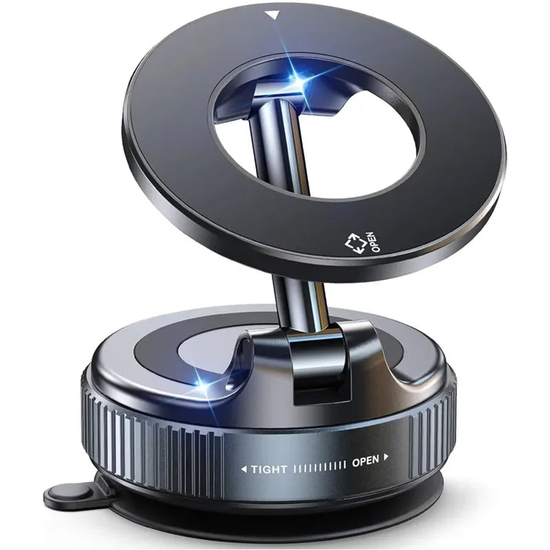 Electric Vacuum Magnetic Car Phone Mount – Foldable Strong Suction Holder for iPhone & Android