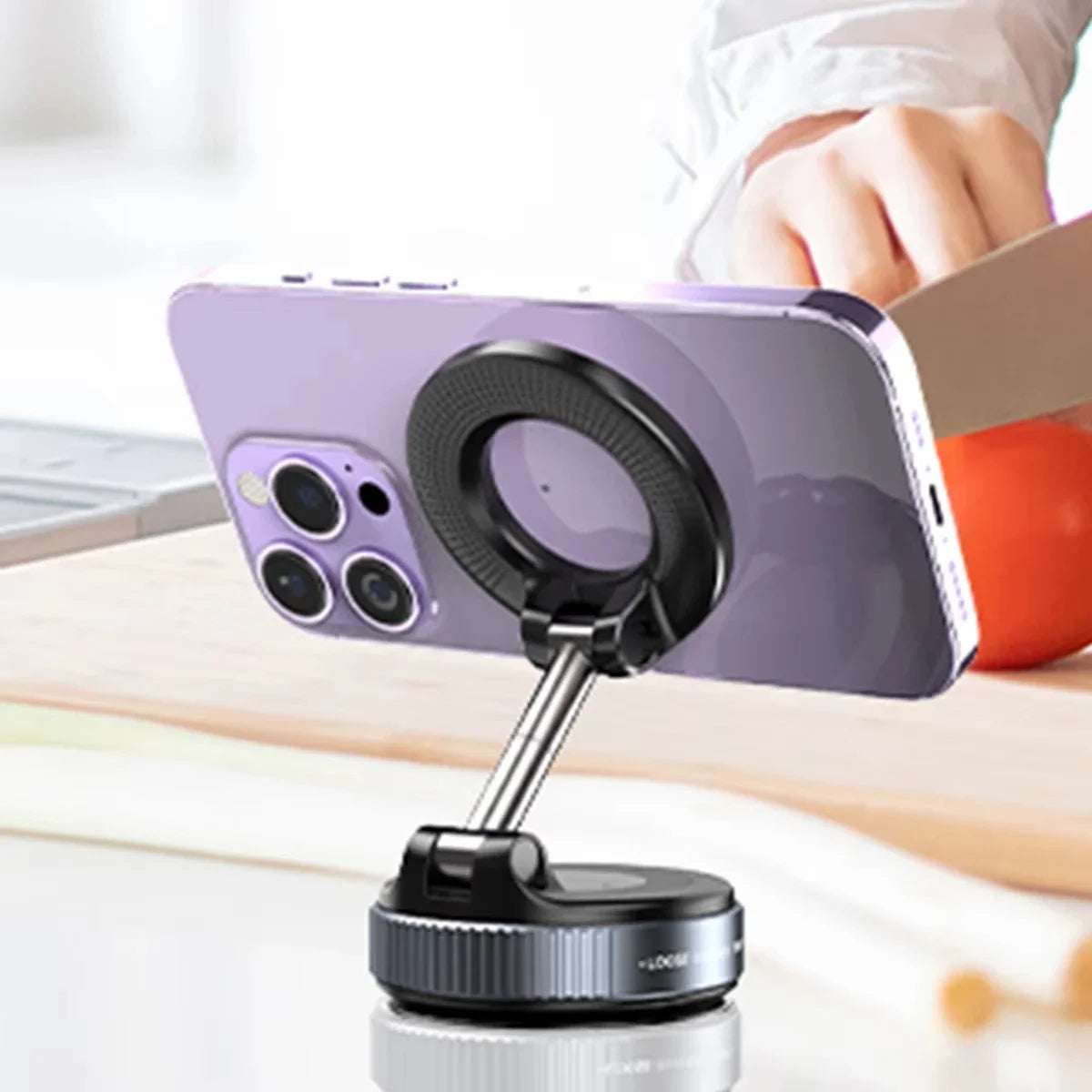 Electric Vacuum Magnetic Car Phone Mount – Foldable Strong Suction Holder for iPhone & Android