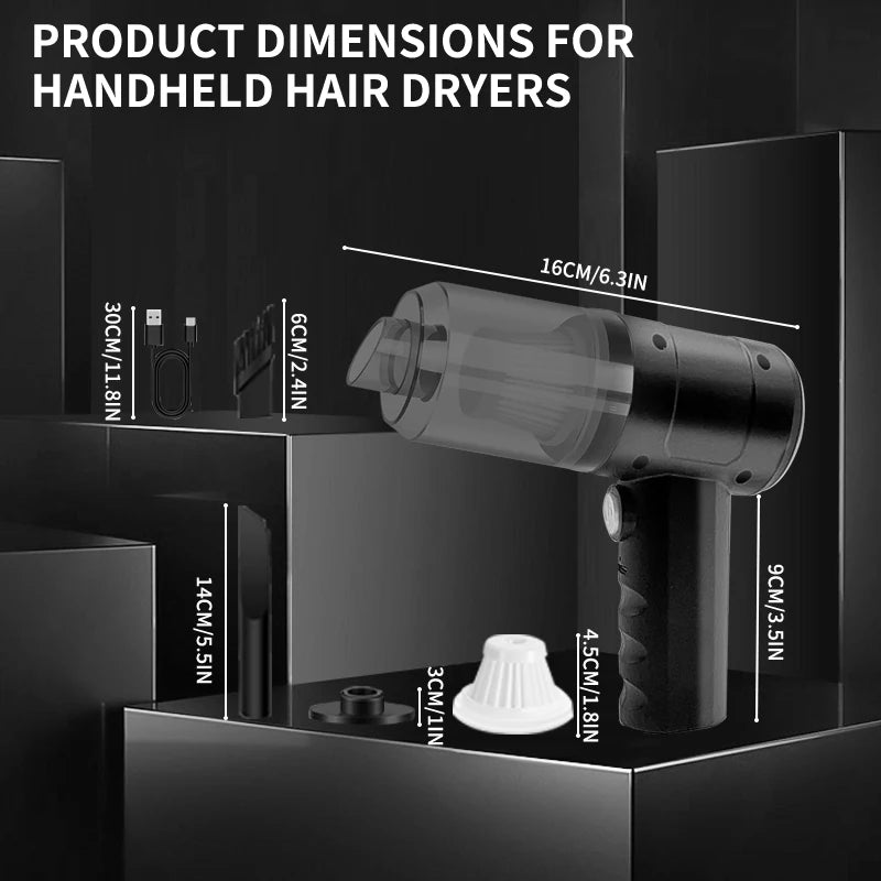 Handheld Car Vacuum Cleaner – 15000PA Cordless, Blow & Suction, Multi-Nozzle for Car, Home & Pet