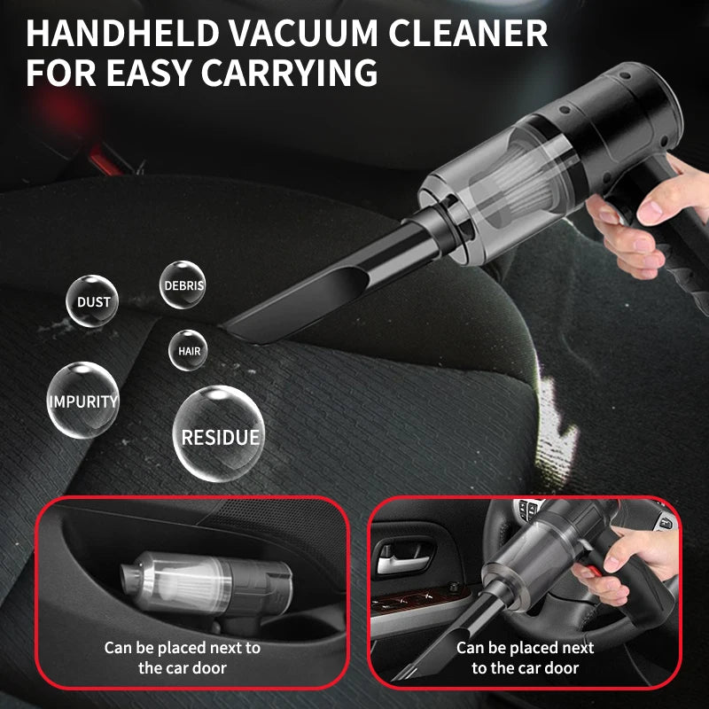 Handheld Car Vacuum Cleaner – 15000PA Cordless, Blow & Suction, Multi-Nozzle for Car, Home & Pet