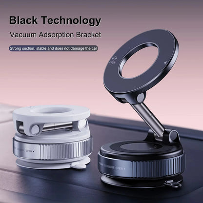 Electric Vacuum Magnetic Car Phone Mount – Foldable Strong Suction Holder for iPhone & Android