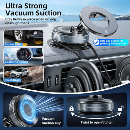 Electric Vacuum Magnetic Car Phone Mount – Foldable Strong Suction Holder for iPhone & Android