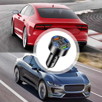 250W 5-Port Fast Car Charger – PD & QC3.0 USB-C Adapter for iPhone & Android