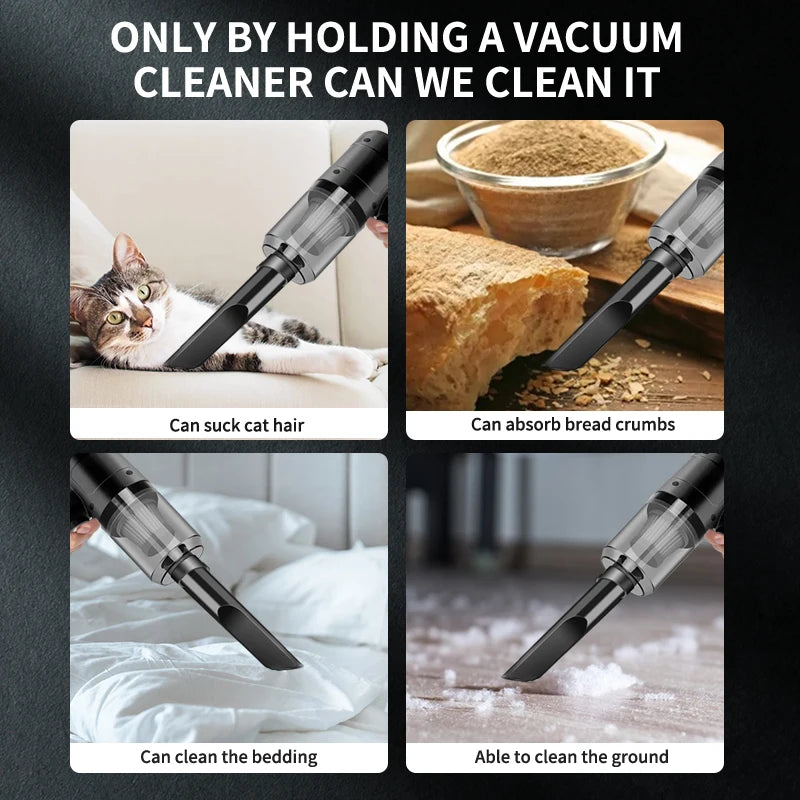 Handheld Car Vacuum Cleaner – 15000PA Cordless, Blow & Suction, Multi-Nozzle for Car, Home & Pet