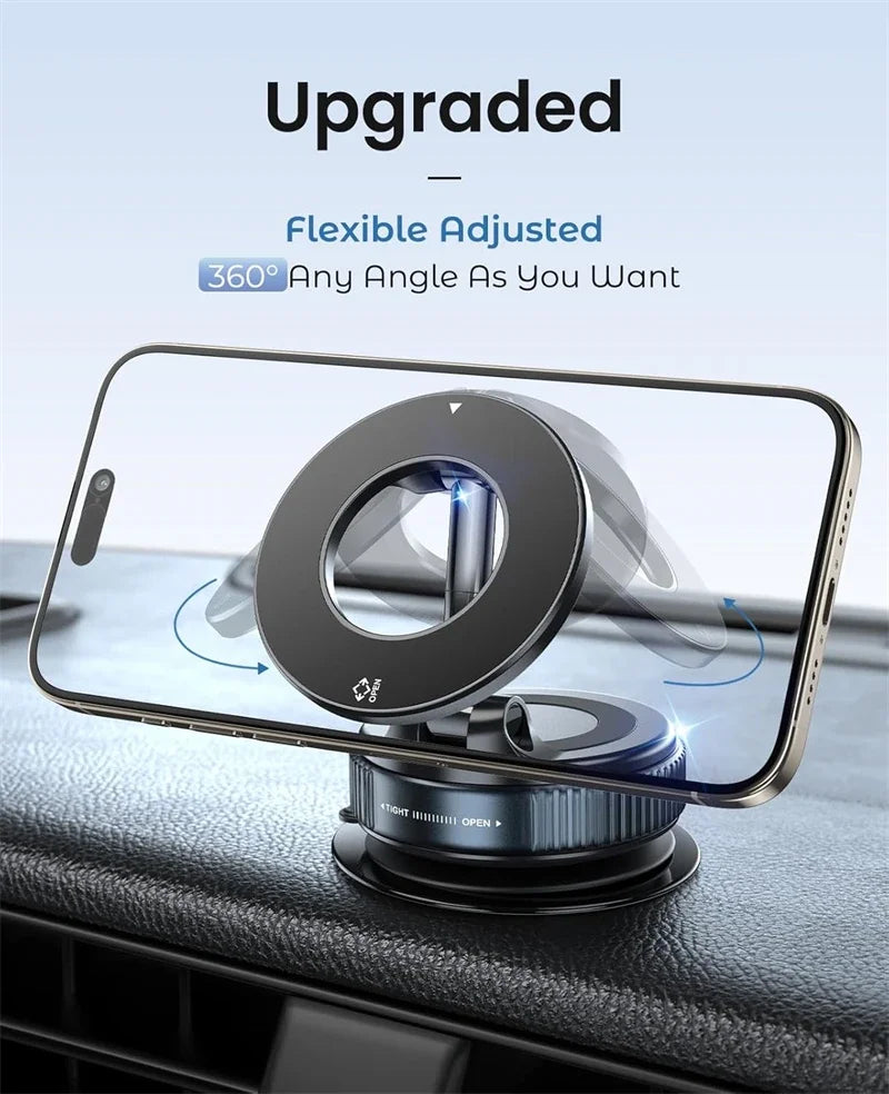 Electric Vacuum Magnetic Car Phone Mount – Foldable Strong Suction Holder for iPhone & Android