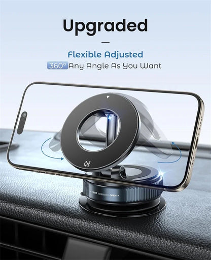 Electric Vacuum Magnetic Car Phone Mount – Foldable Strong Suction Holder for iPhone & Android