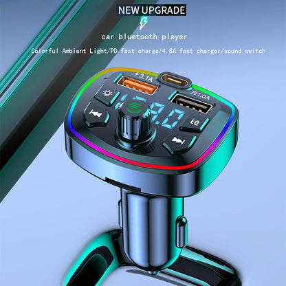 Car Bluetooth 5.0 FM Transmitter – Wireless Audio Adapter with Mic, MP3 Player & Dual USB Fast Charger