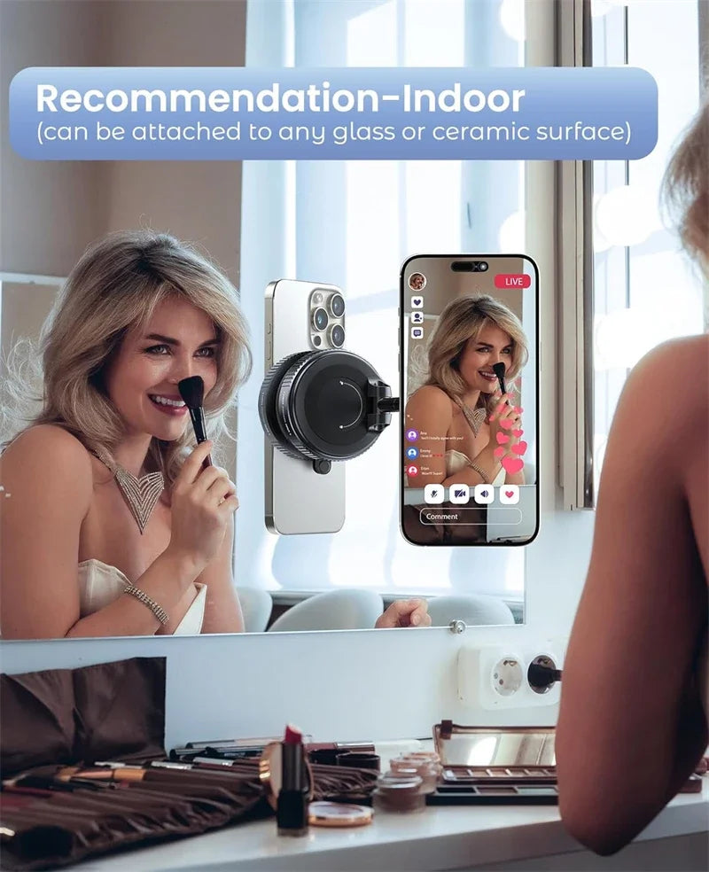 Electric Vacuum Magnetic Car Phone Mount – Foldable Strong Suction Holder for iPhone & Android