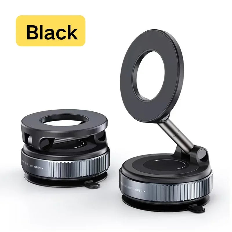 Electric Vacuum Magnetic Car Phone Mount – Foldable Strong Suction Holder for iPhone & Android