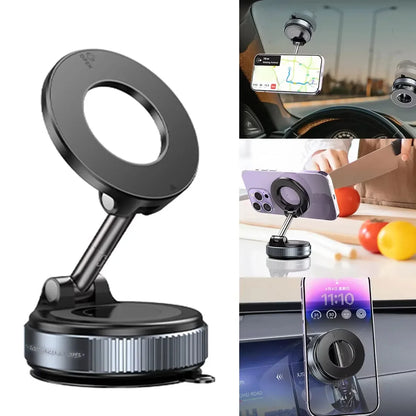 Electric Vacuum Magnetic Car Phone Mount – Foldable Strong Suction Holder for iPhone & Android